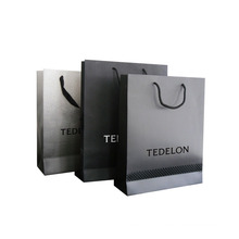 Black Colored Shopping Gift Paper Bag with Logo Spot UV